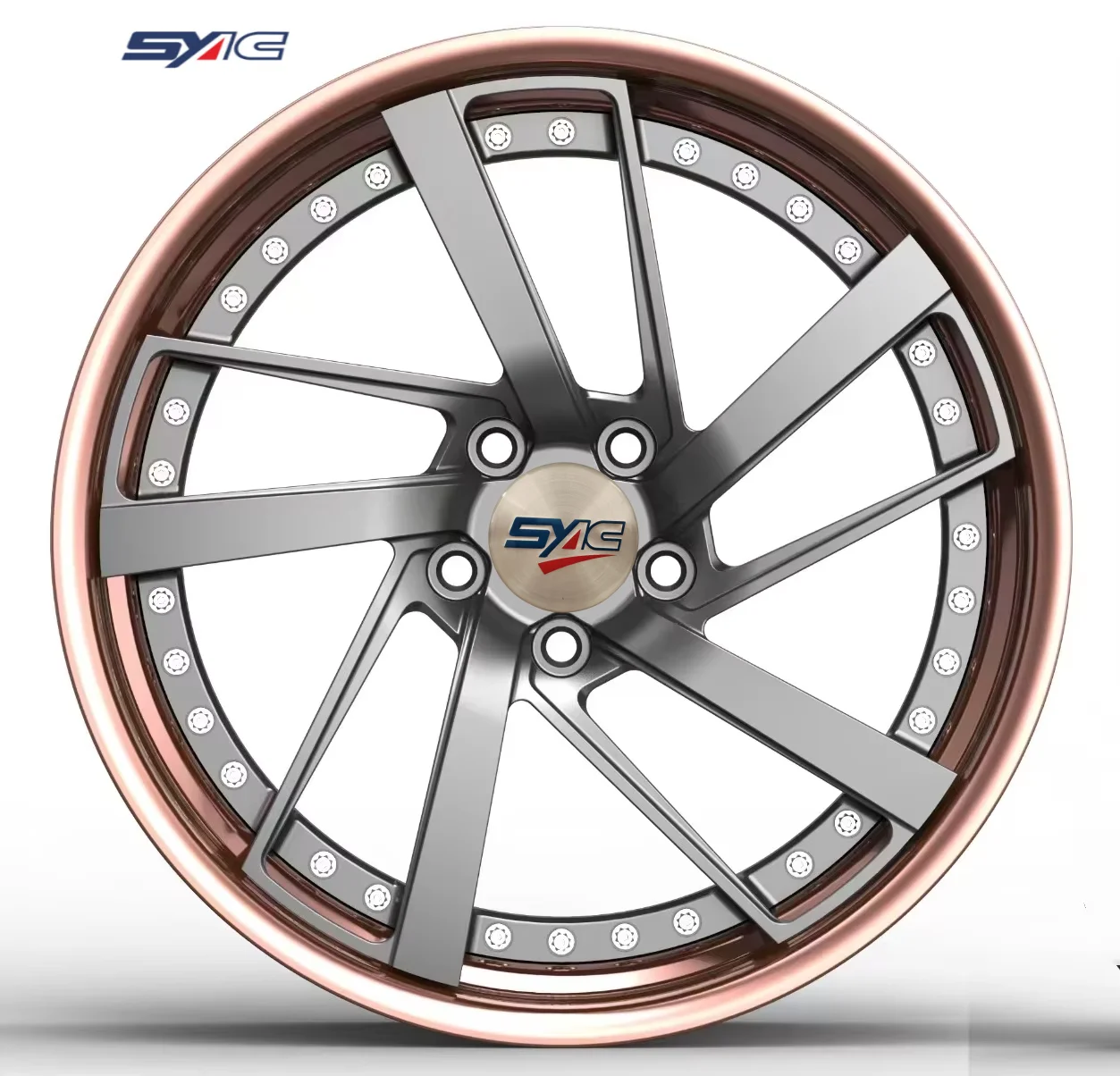 SYAC Customized Rose Gold 2-piece Forged Aluminum Alloy Passenger Car Wheels 18-24 Inch 6061-T6 Aviation Aluminum Alloy Car Rims