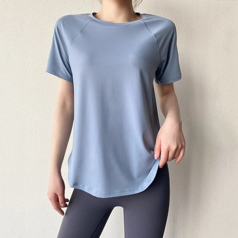 Sports Short Sleeve Tees Gym Tops Women Yoga Running Shirt Fitness Workout Shirts Blouses With Thumb Holes Training Sportswear