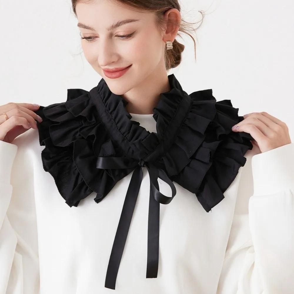 Fashion Solid Color Layered Ruffle Collar Multi-layer Cloth Decoration Detachable Collar False Collar Women