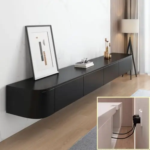 Floating  Stand Large Floating Shelves Wall Mounted Multi Storage Compartment TV Media Console Floating  Cabinet