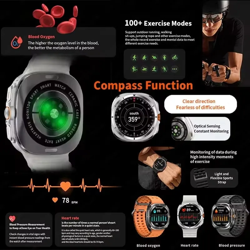 Nadaje się do Samsung Galaxy Watch 7 Ultra New NFC inteligentny zegarek męski 1,43 cala AMOLED Bluetooth wodoodporny sportowy inteligentny zegarek