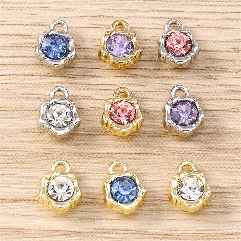5 Stück 7x10mm süße Mini bunte Kristall Runde Charms Anhänger für Schmuckherstellung Ohrringe Halsketten Armband Zubehör DIY Geschenk – Detail 2