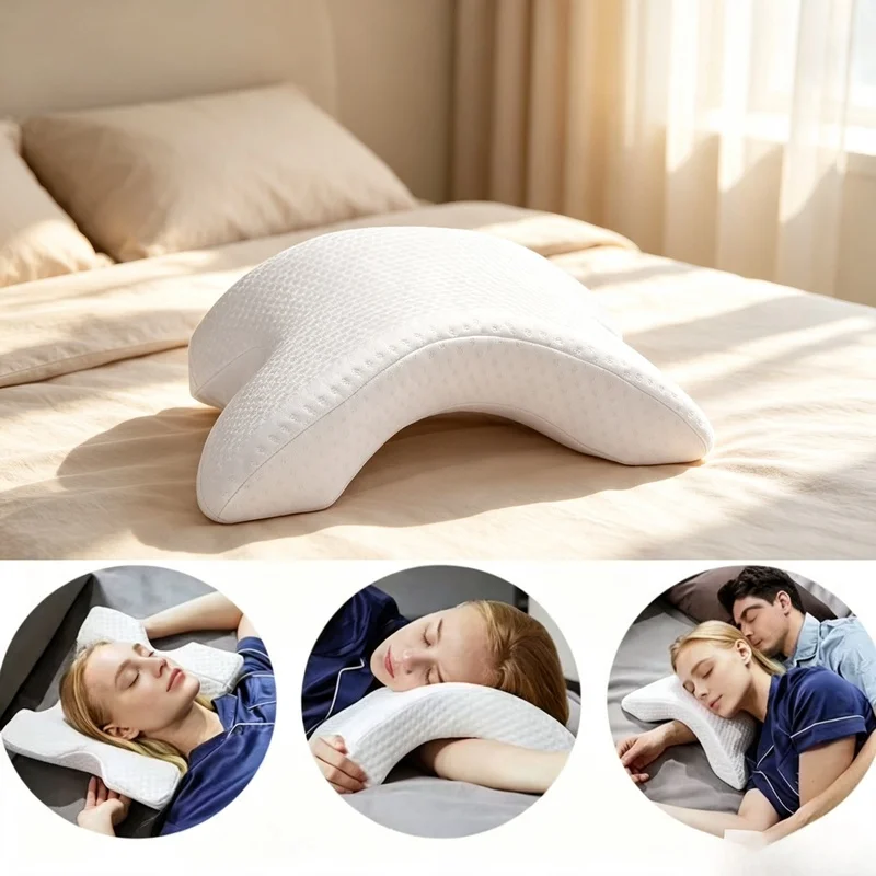 1PC Memory Foam Cuddle Pillow, Slow Rebound Pressure Relief Couple Arm Pillow, Arched U Shaped Travel Sleeping Pillow