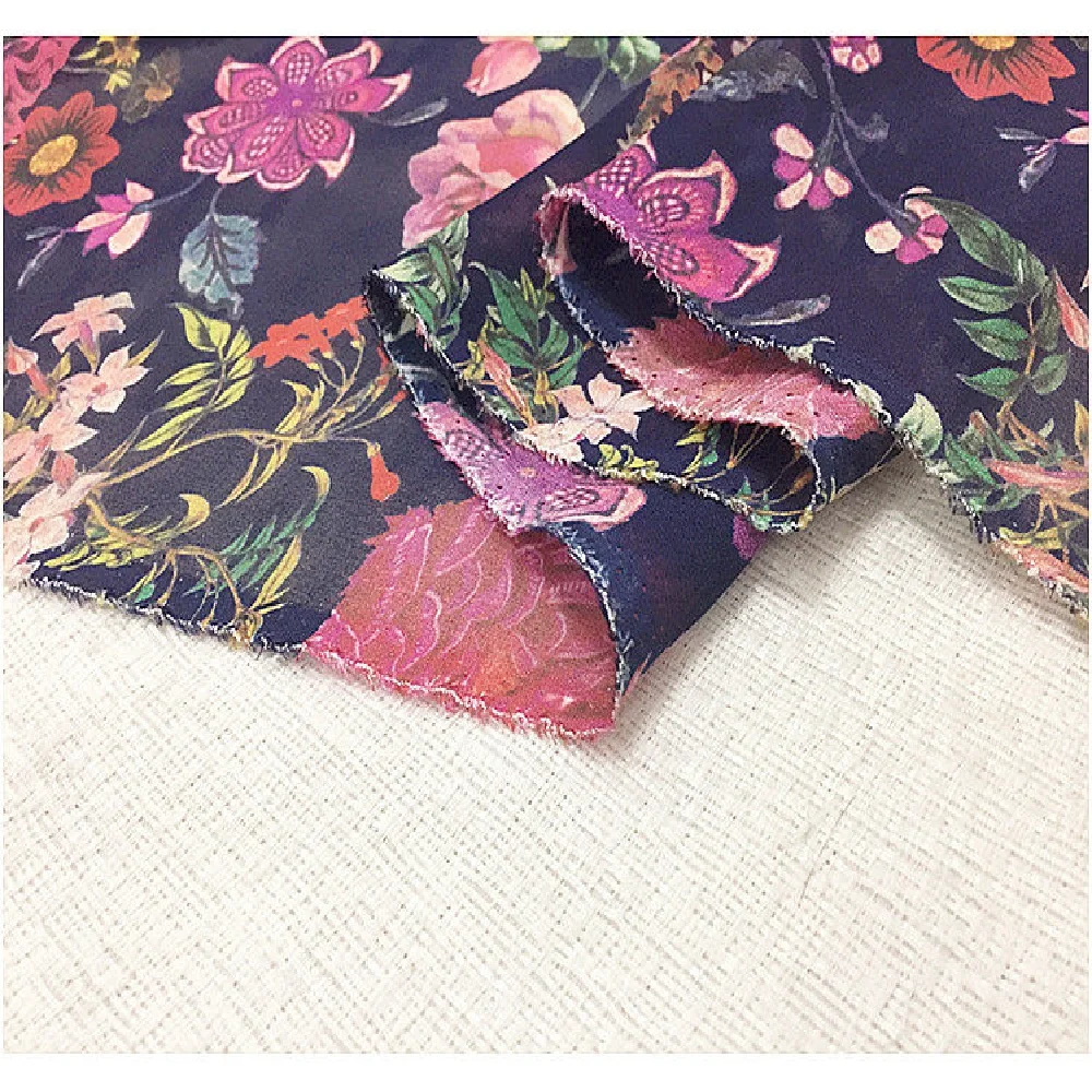 Thin Amazing Practical Modern Silk Georgette Fabric GGT 10M/M Flowers for Lady Women Clothing Cover Shirt