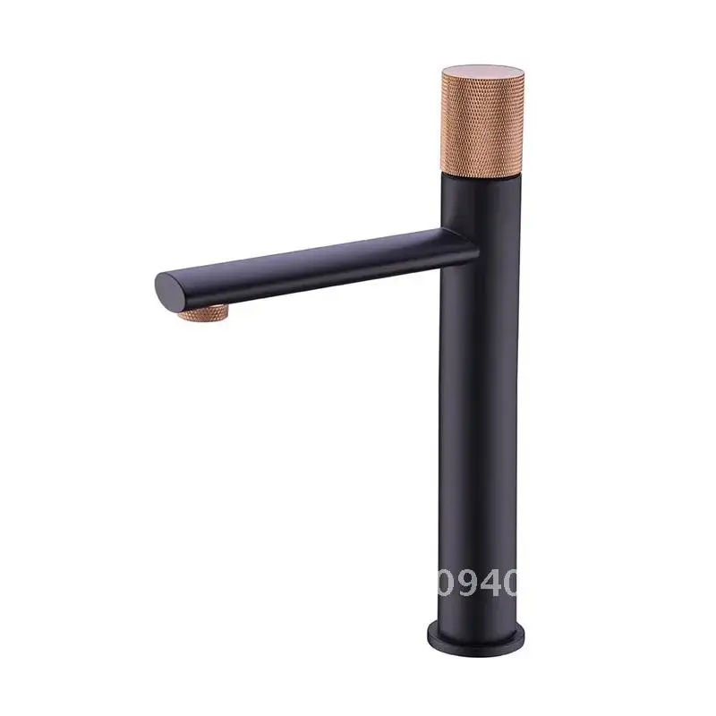 Brass black bathroom basin faucet high single handle design high-end cold low control and hotel basin dual hot & diamond faucet