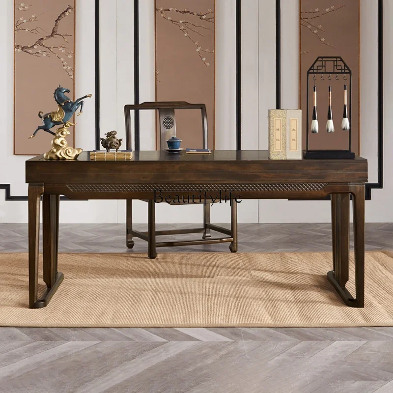 

LNew Chinese solid wood desk simple ebony computer desk ebony