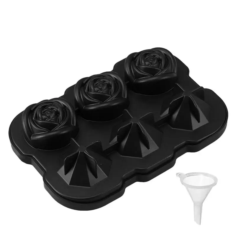 Rose Ice Cube Mold Stackable Large Rose Ice Cube Maker Silicone Fun Rose Rhombus Shape Leak Proof Ice Molds Large Easy Release