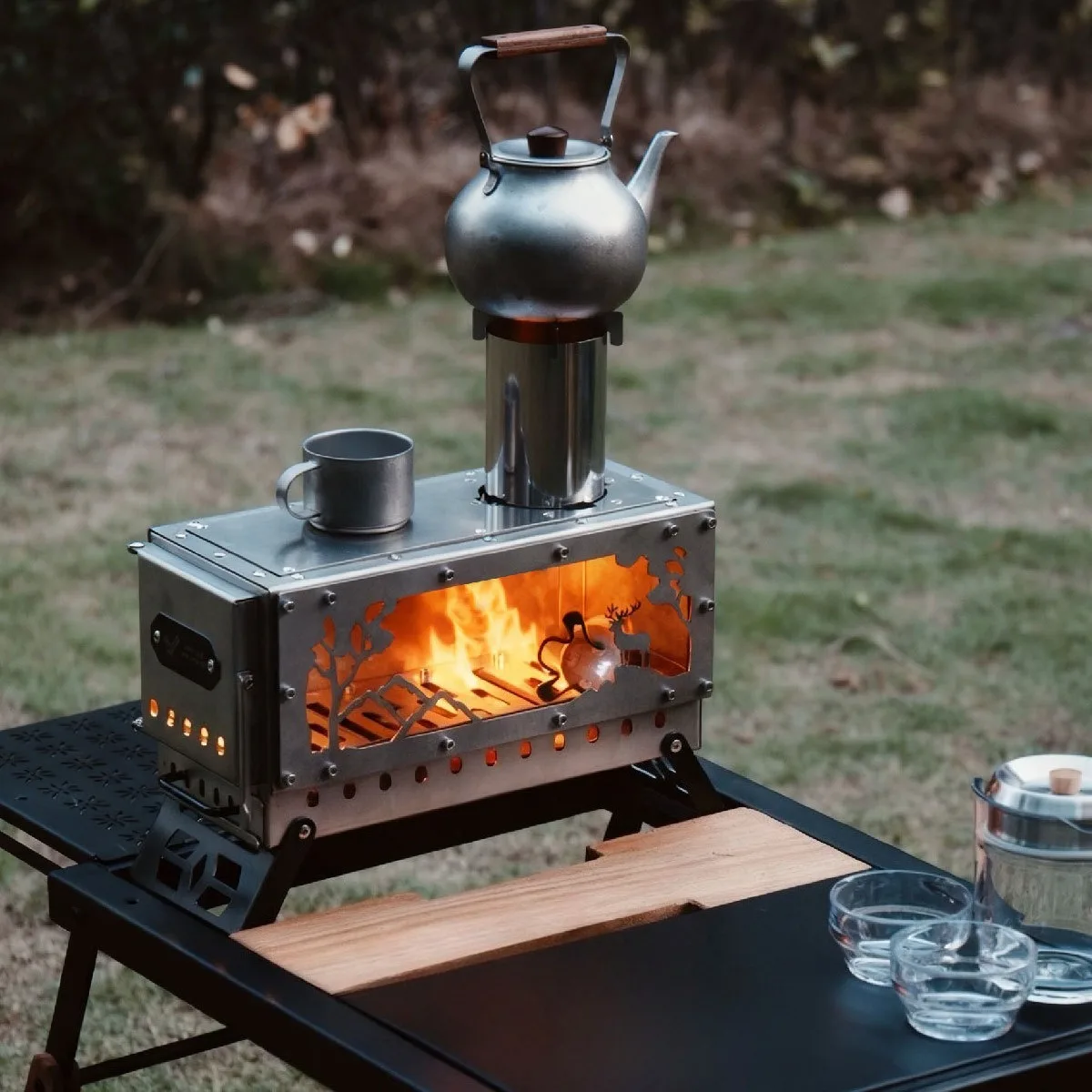 Camping Firewood Stove Bonfire IGT 0.5 Unit Stove Brazier Campfire Stainless Steel Stove for Tent Cooking Outdoor Fireplace