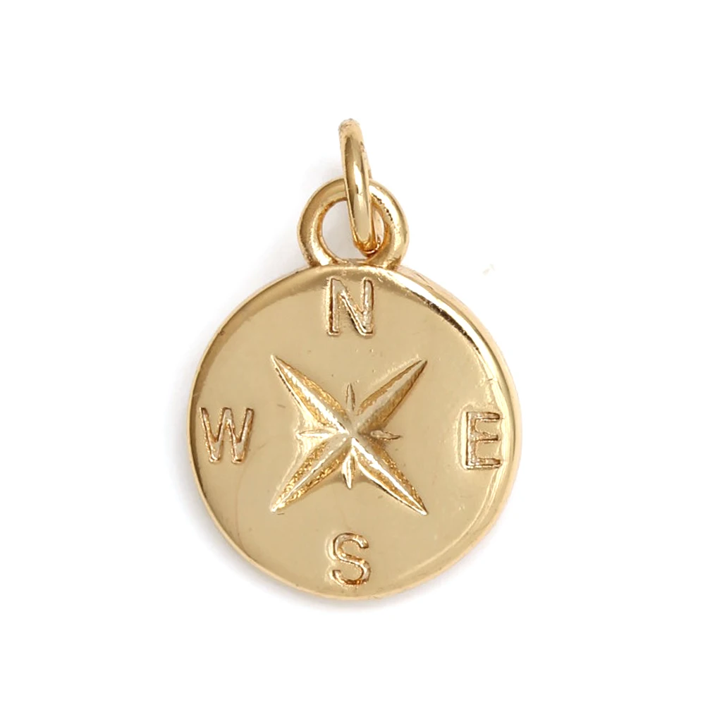 Gold plated Compass charms copper pendant for Diy Handmake Jewelry Trendy Necklace Jewelry Making Supplies