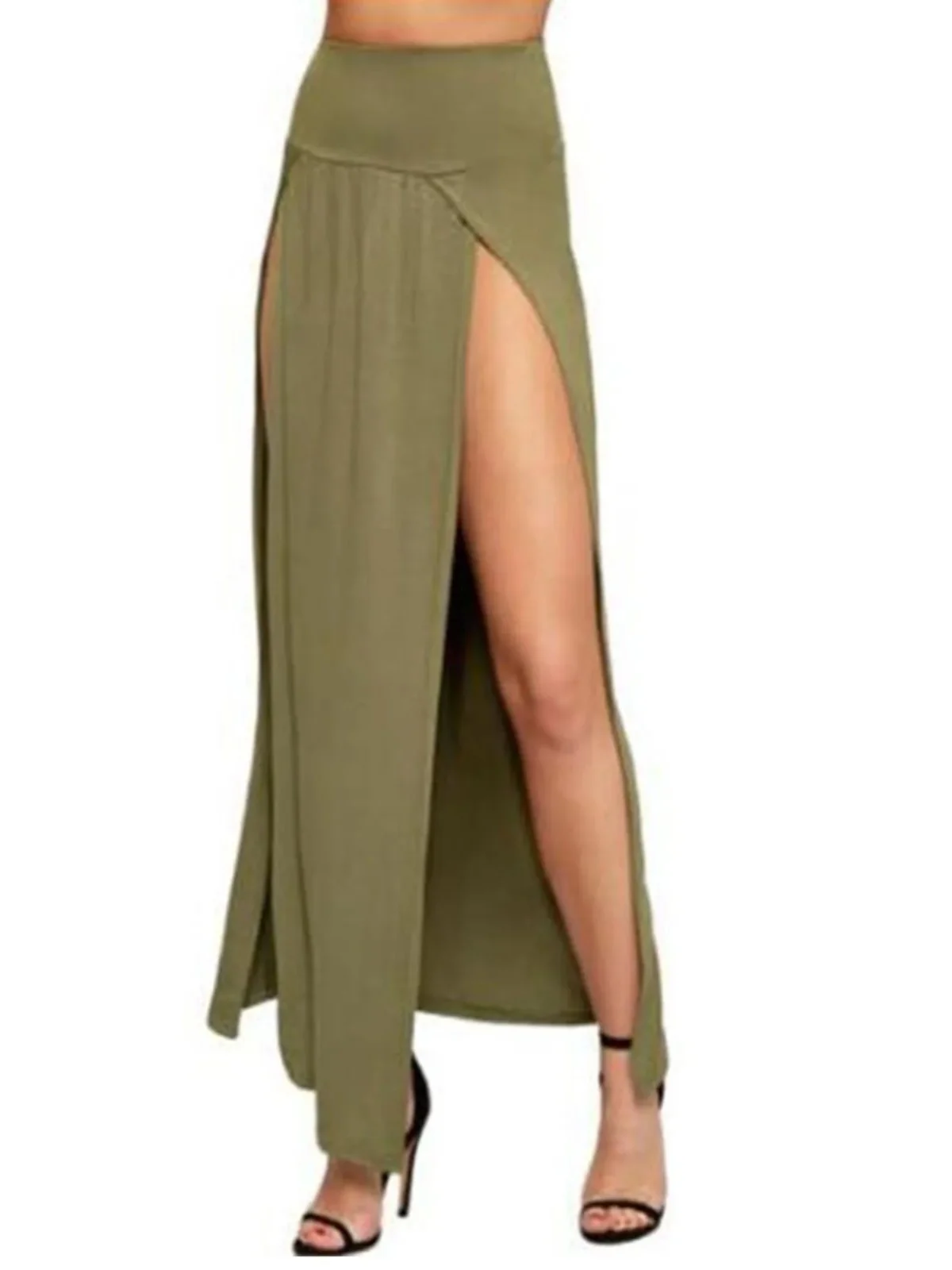 تنورة مفتوحة بطول الأرض بخصر عالٍ من Street Sle، لون طويل Dr لموسم الربيع للنساء الشابات، رفيع عادي #2