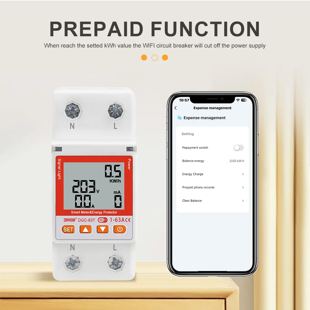 DIY GO TUYA WIFI Smartlife Schutzschalter 110V 220V 63A Energiemesser mit Zeitschaltuhr, Spannungs-, Strom- und Leckageschutz – Detail 5