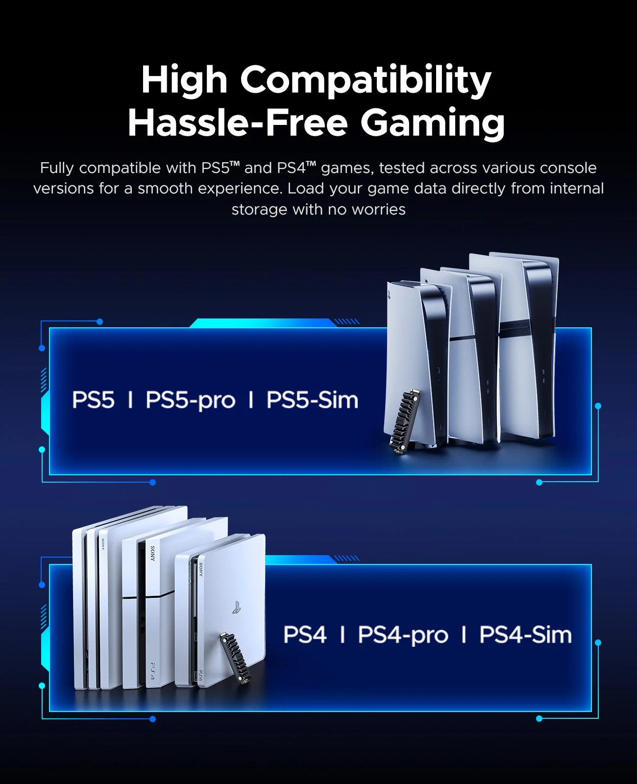 ORICO NVMe 内部ゲーミング SSD ソリッド ステート ドライブ ヒートシンク付き Playstation 5、Gen4 PCIe、M.2 2280 で動作、最大 7,450 MB/秒