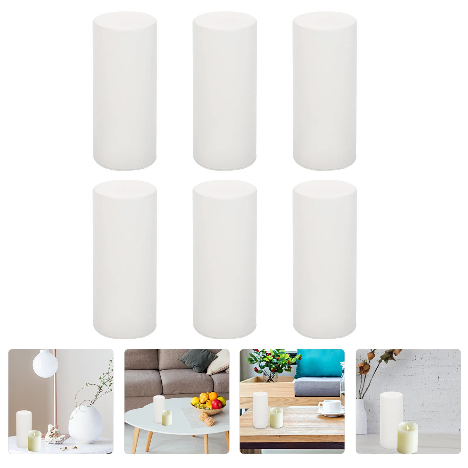 6 قطع من أغطية الأكواب البلاستيكية الأسطوانية ذات لمسة نهائية ناعمة من قطعة واحدة، أغطية حماية أنيقة الملمس للداخل