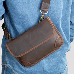 Small shoulder bag men's leather retro clutch bag for male brand leisure ins fashion simple crossbody bag men's bag phone purse