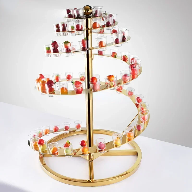 catering decorations buffet luxury gold stainless steel buffet food display spiral cocktail stand for wedding party Hot sales