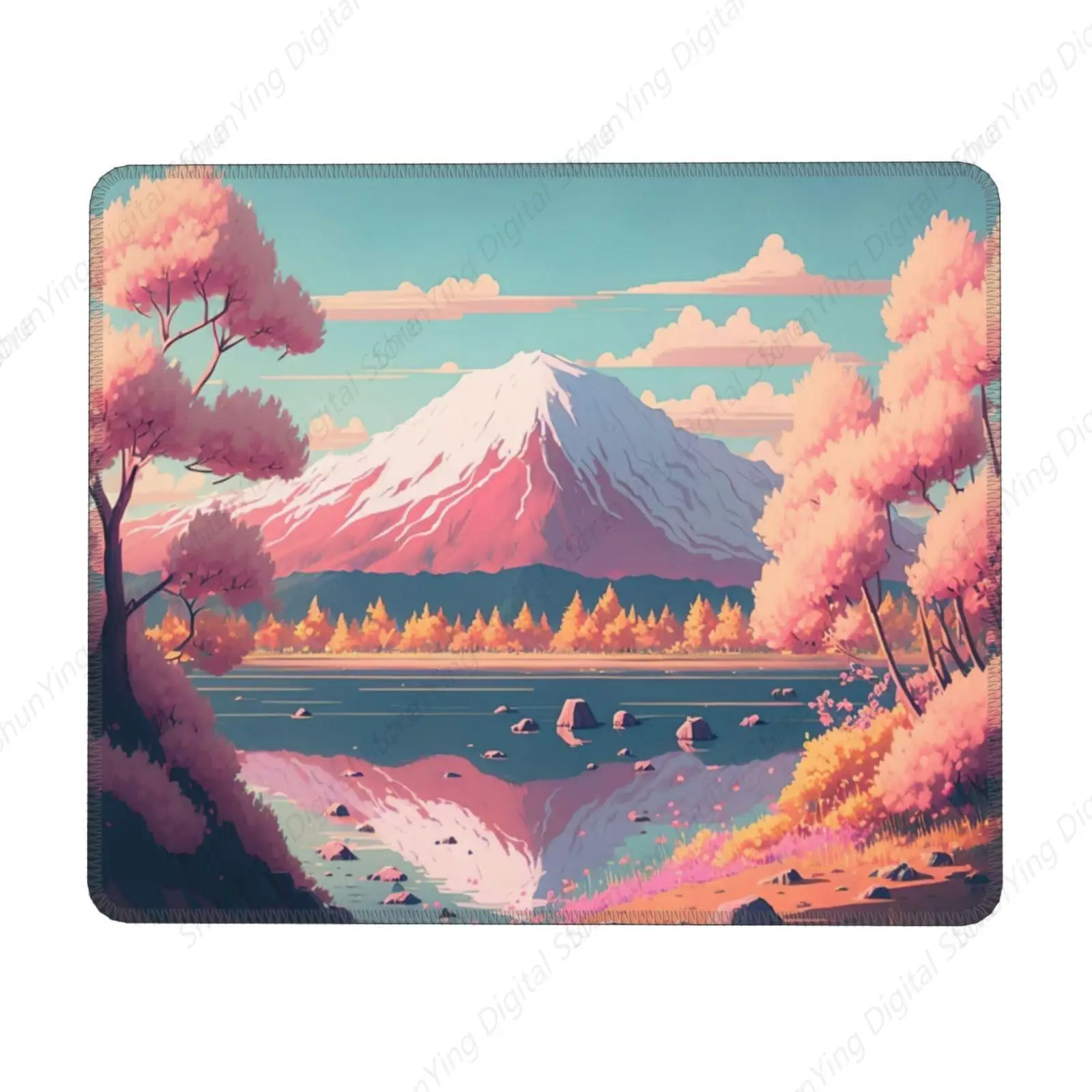 

Sakura Snow Mountain Mouse Pad Non Slip Rubber Gaming Mouse Pad For Men's And Women's Computers Laptops And Office Mice 18*22cm