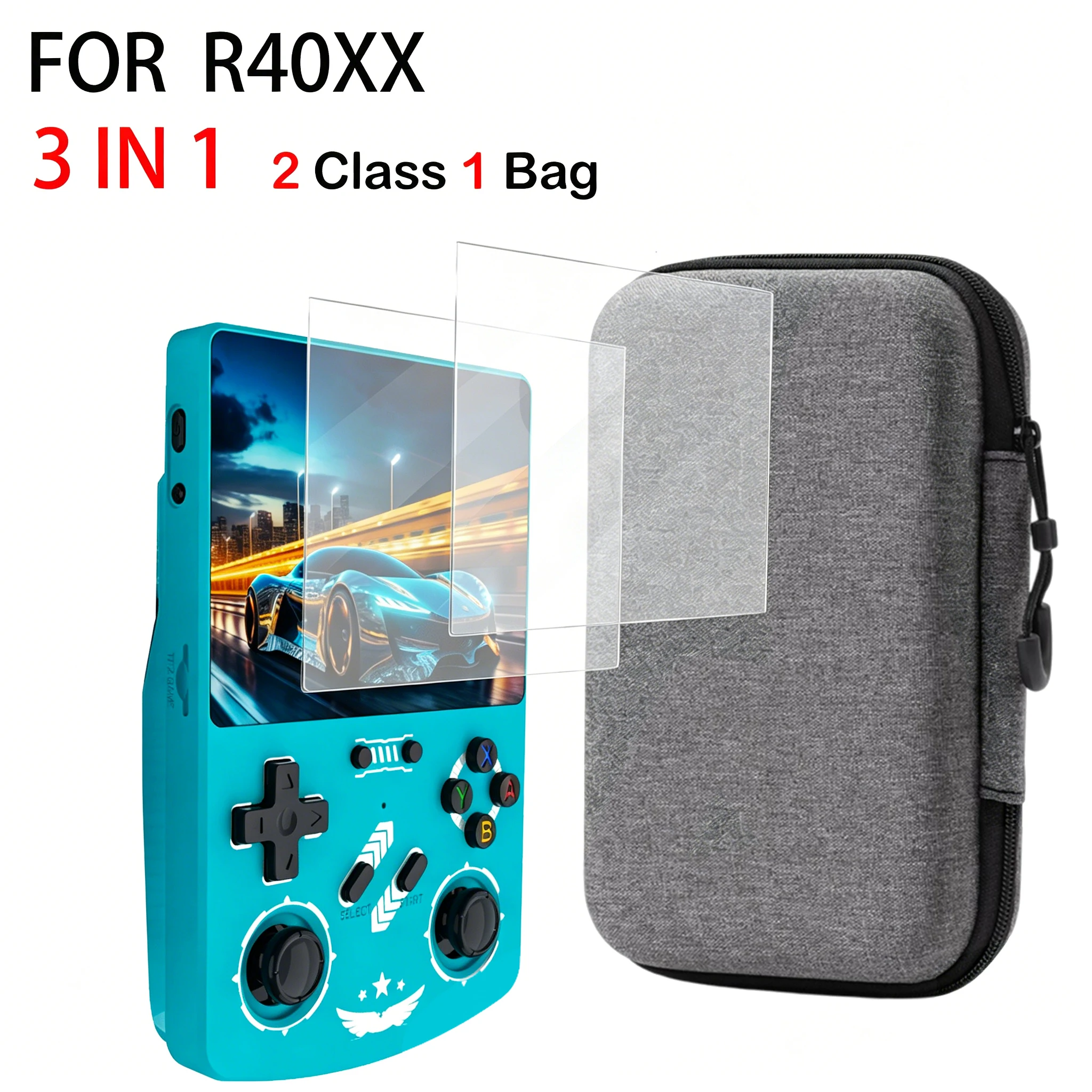 NEW 3 IN 1 for R40XX Tempered Glass Screen Protectors & Game Console Storage Bag 2 /3/ 4 IN 1 and so on R40XX Game Accessories