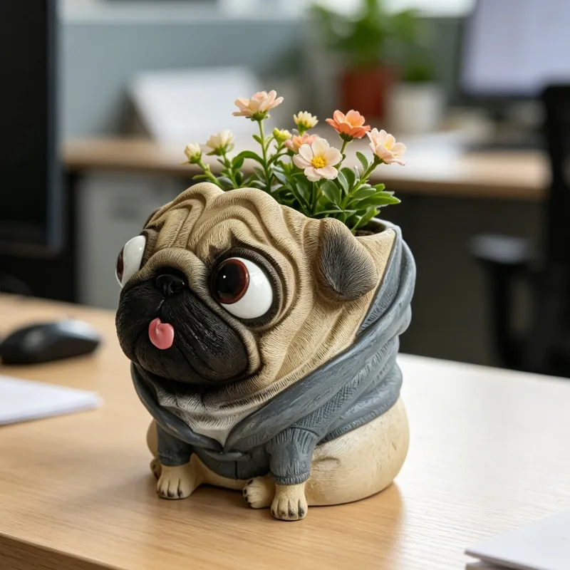 Creative Resin Dog Flower Pot Ornaments Outdoor Courtyard Balcony Succulent Plant Bonsai Pot Crafts Garden Decoration Plant Pot