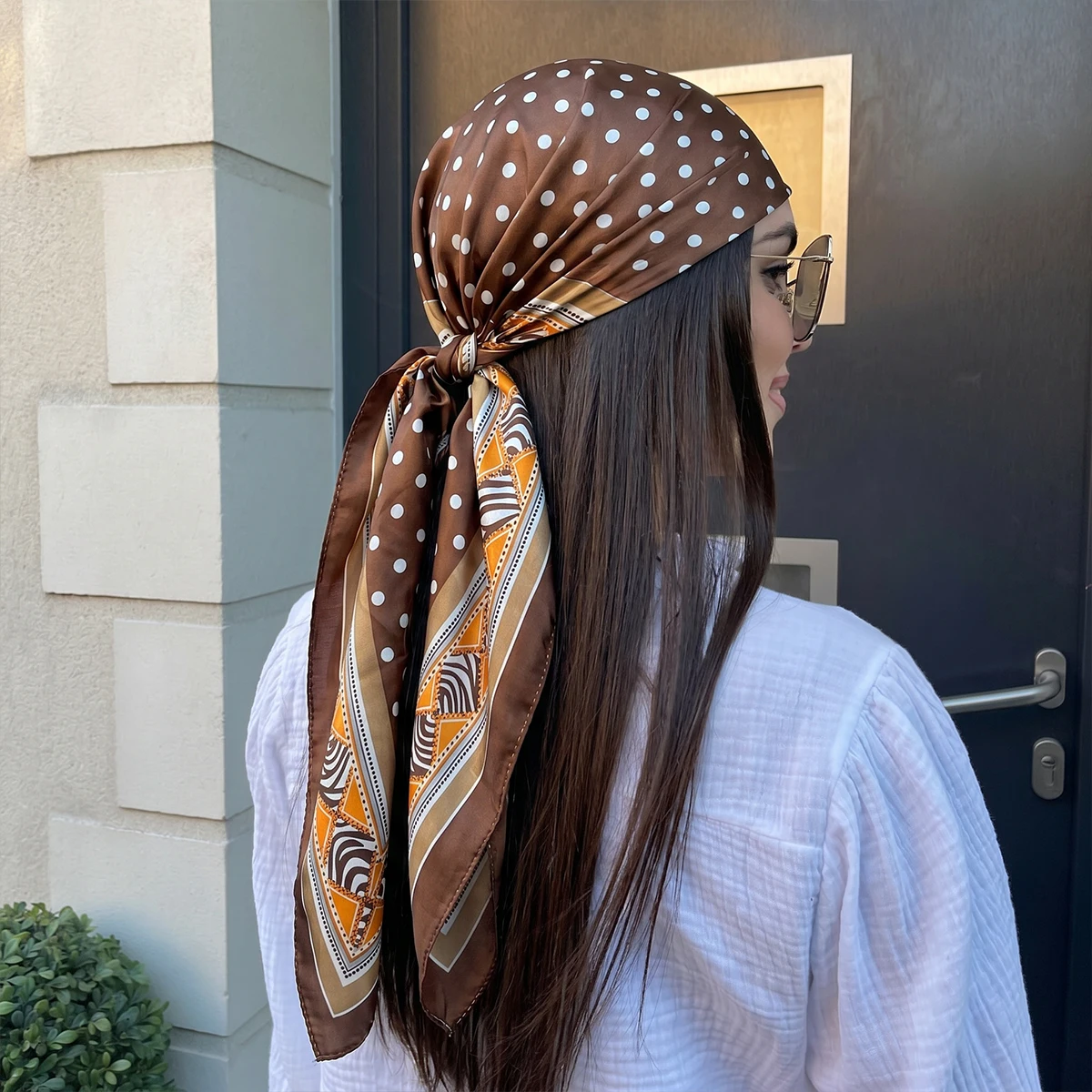 Women Accessories Brands - Selendang Sutra Kotak Motif Dot 90cm