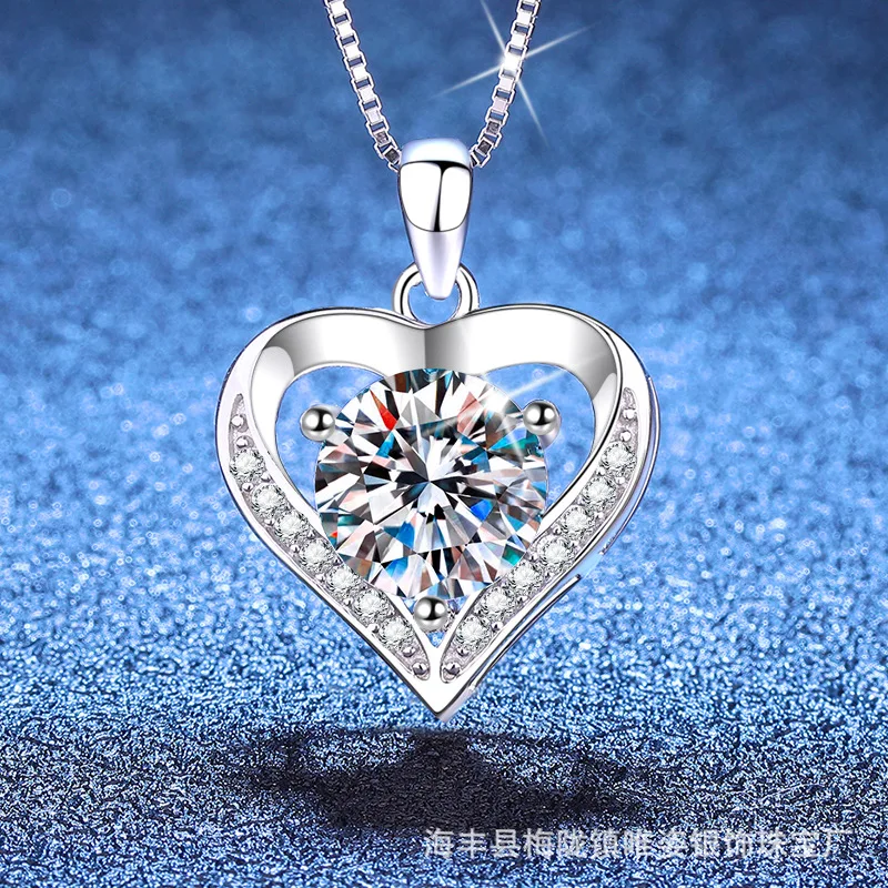 

PT950 Platinum 1CT Heart Moissanite Pendant Necklace Women - Premium, eye-catching, fits dates & daily wear