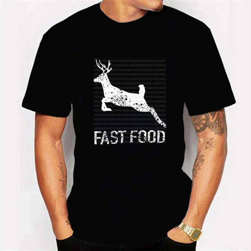 Funny Hunting T Shirt Fast Food Deer Hunters Shirt Graphic Clothes Men Women T-shirts Classic Tshirt Oversized Tee Tshirts Homme