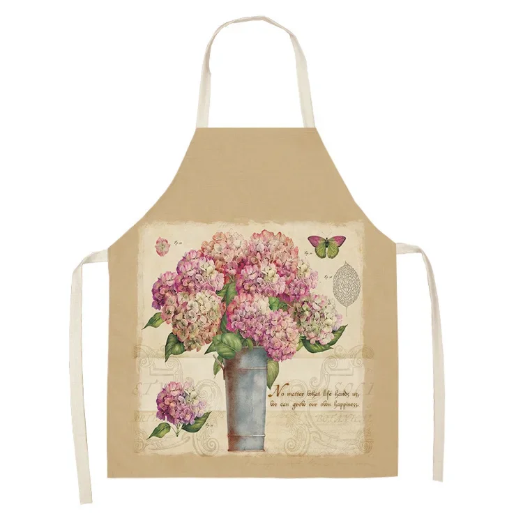 Rose Flowers Aprons Retro Parent-child Kitchen Apron Flowers Cotton Linen Aprons for Kids Men Women Home Cleaning Tools