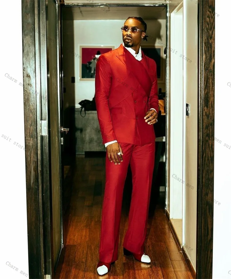 

Red Cross Stripe Men Suits Set 2 Pcs Blazer+Pants Trousers Wedding Tuxedo Cotton Formal Office Customized Guest Prom Jacket Coat