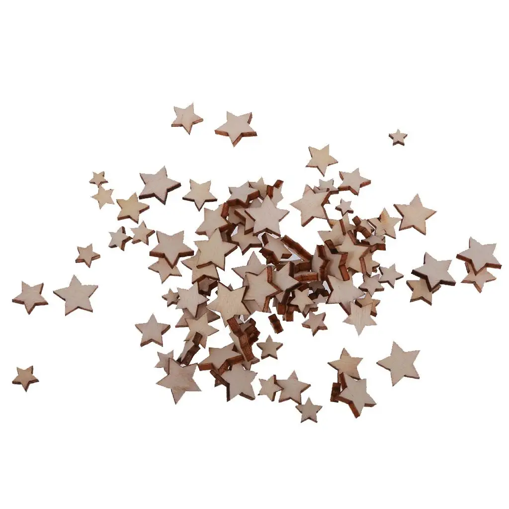 

2X 100x Blank Star Wooden Slices Discs Embellishment for Vintage Wedding Craft