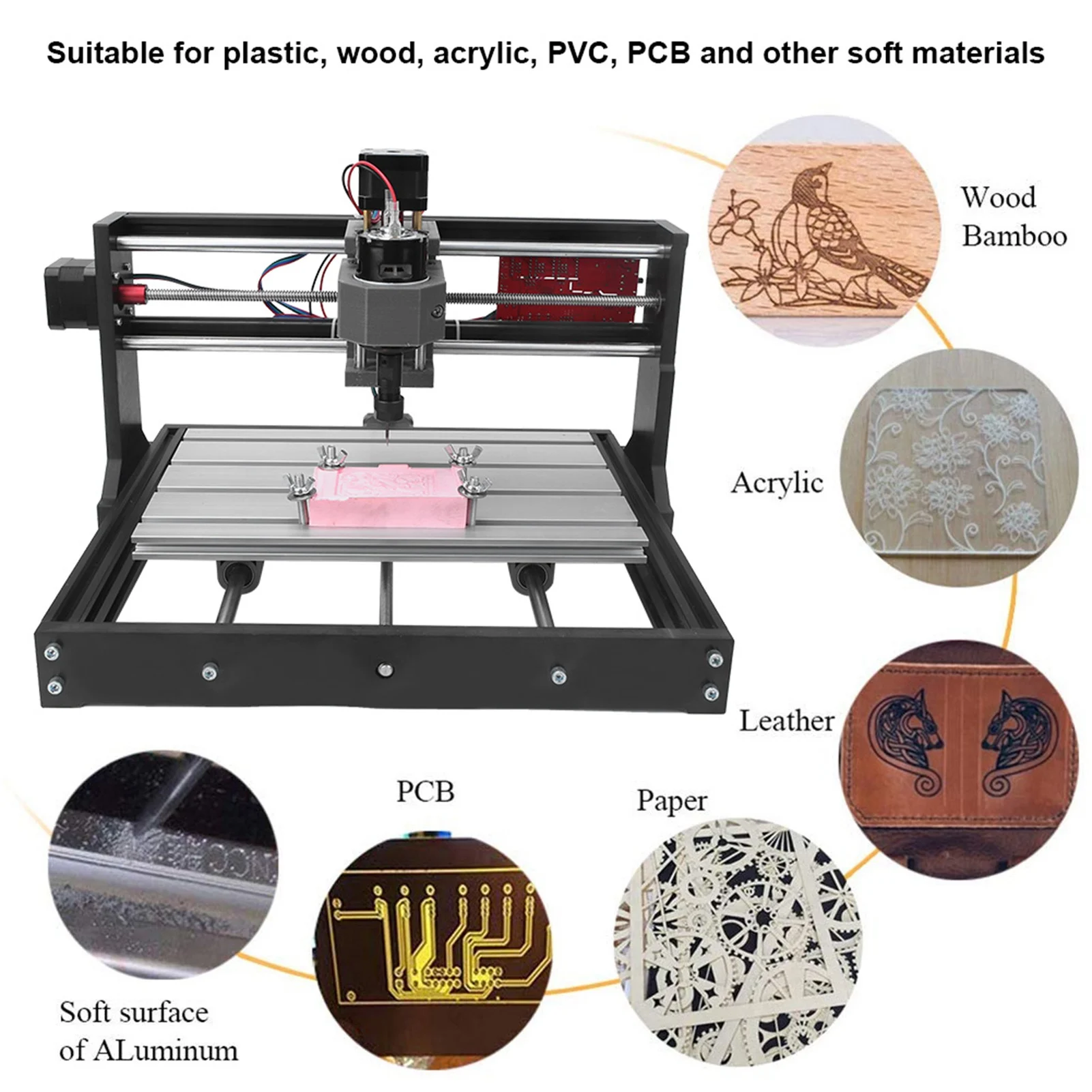 CNC 3018 Pro/Mini Kit de enrutador de máquina de grabado para plástico, madera y acrílico