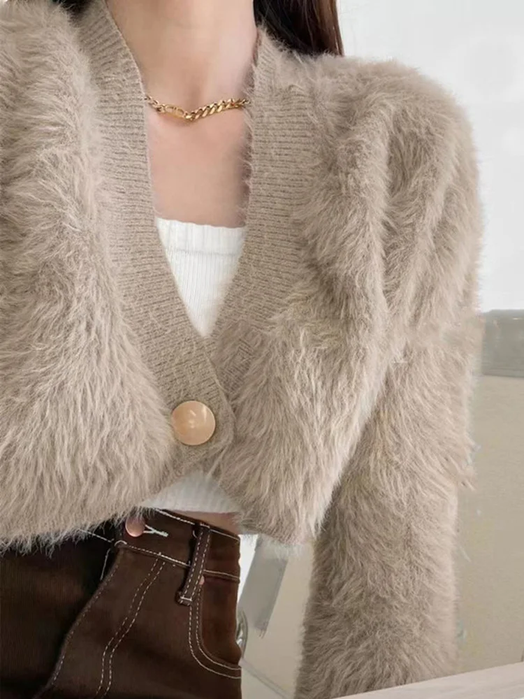 Nouvelle mode Sexy court tricoté Cardigan pull femmes automne hiver à manches longues pull manteau bureau dame hiver vêtements d'extérieur