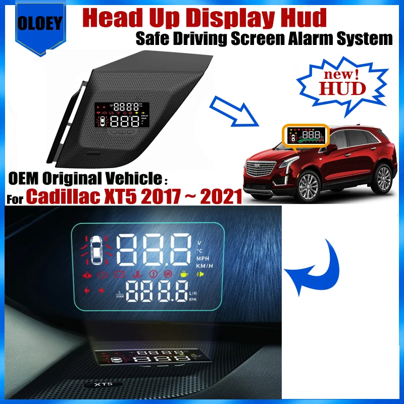 For Cadillac XT5 2017 2018 2019 2020 2021 OEM Head Up Display HUD Safe Driving Screen Alarm System Car Electronic Accessories