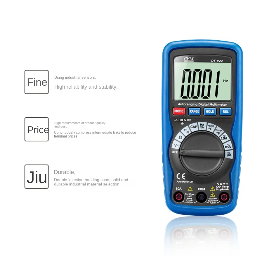 DT-922 zakres automatyczny wytrzymały multimetr cyfrowy kieszonkowy multimetr ekonomiczny pasek i długopis