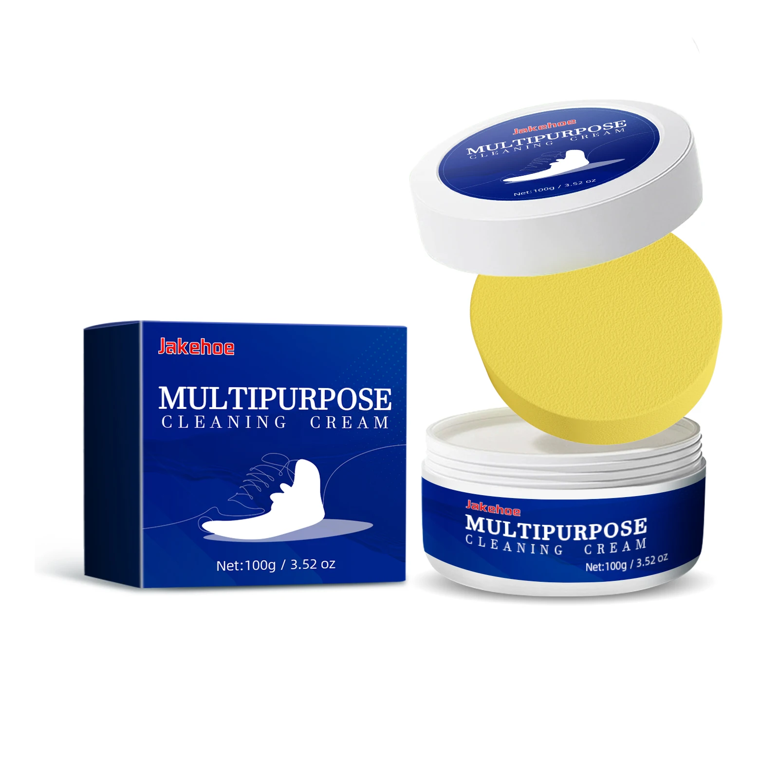 Multi-Functional Shoe Cleaning Stain Removal Cream with Sponge Multi Purpose White Shoe Cleaner Shoes Decontaminate Solid Paste