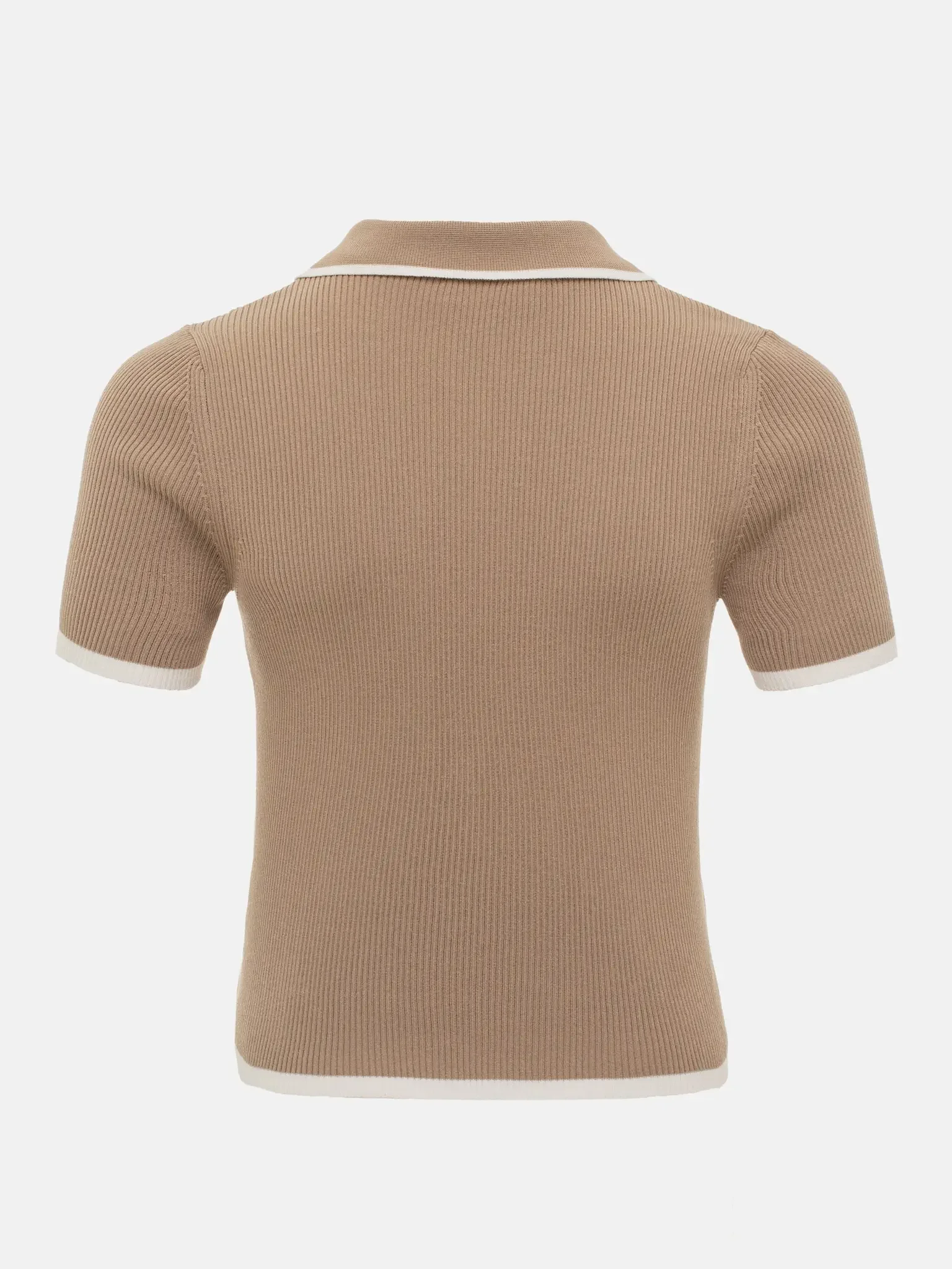 Talenza Women's Knitted Pullover Fashion Short Sleeve Patchwork Sweater Top Elegant Slim Contrast Lapel Knitted Pullover Top