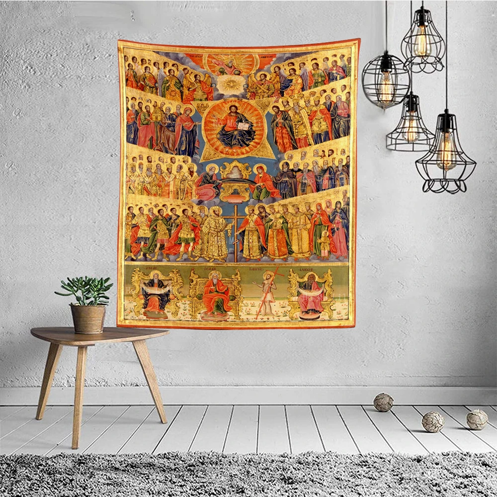 All Saints Pray Jesus Christ Resurrection Unwavering Among The Waves Othodox Icon Tapestry By Ho Me Lili For Livingroom Decor