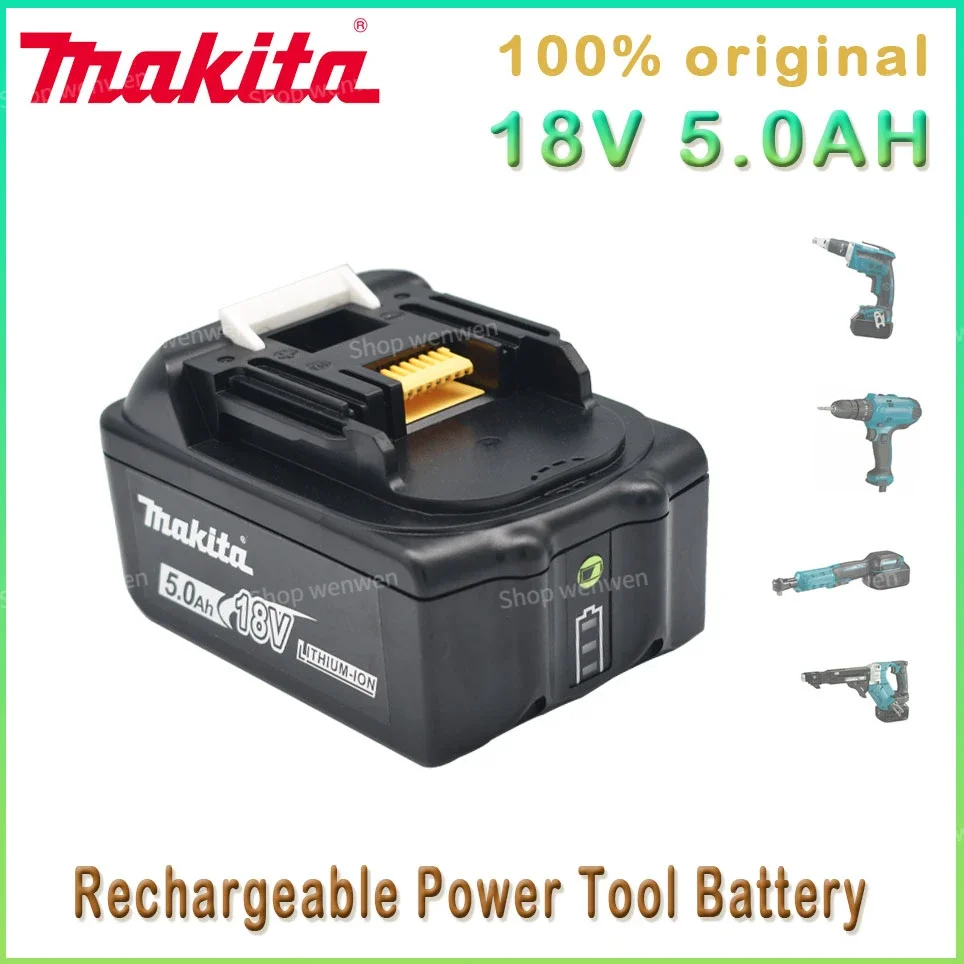 

Makita 100% Original 18V 5.0Ah Rechargeable Power Tool Battery with LED Lithium Ion Replacement LXT400 BL1860 BL1850 BL1840