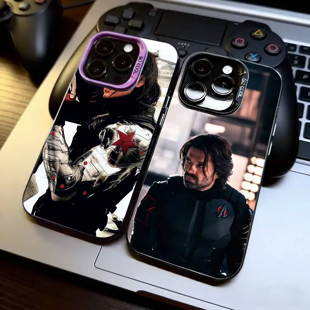 

B-Bucky Barne-Winter S-Soldier Phone Case For iPhone 17,16,15,14,13,12,11 Plus,Pro Max,XS,Colored Silver Plated Inside Cover