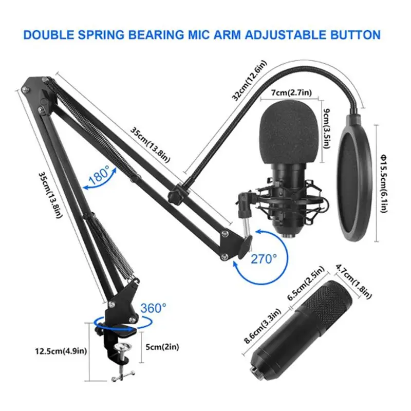 مجموعة ميكروفون التسجيل التوصيل والتشغيل مجموعة ميكروفون التسجيل سهل الاستخدام مجموعة البث المباشر تسجيل لوازم الاستوديو ل