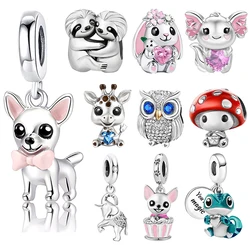 925 Silver Color Cute Barbell Pink Puppy Charms Bead Diy Bracelet Necklace Making Gift Of High Quality Fashion Jewelry For Women