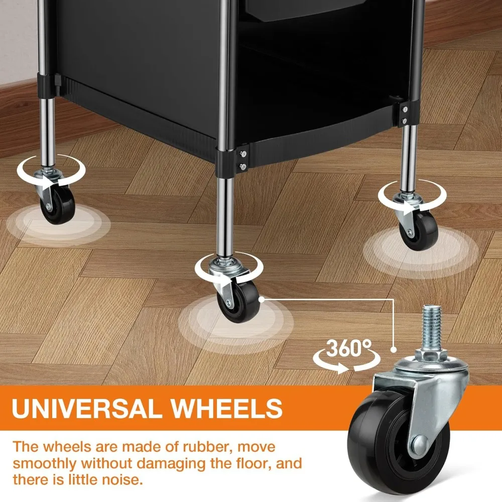 Noverlife Chariot à outils de rangement pour salon de coiffure, chariot de salon à 6 couches avec roulettes, chariot de station de barbier peu encombrant, chariots roulants pour H