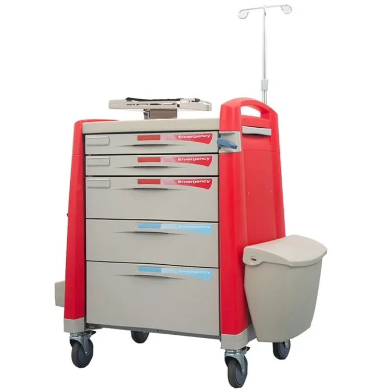 Medical Trolley with CPR Board Monitor Tray Emergency Trolley