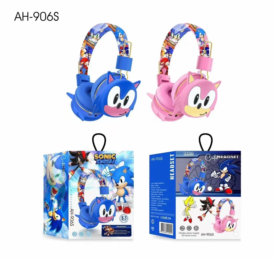 หูฟังบลูทูธดิสนีย์ ah-906มิกกี้มินนี่หูฟังเอียบัดไร้สายหูฟังไฮไฟพับได้พร้อมไมค์อะนิเมะการ์ตูนของขวัญสำหรับเด็ก