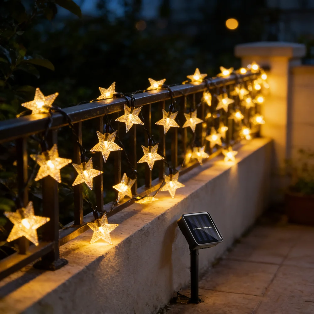 

LED Solar Garden Lights Courtyard Wedding Party Decoration Fairy Lights Outdoor 12m/7m/5m Solar Star String Lights for Christmas