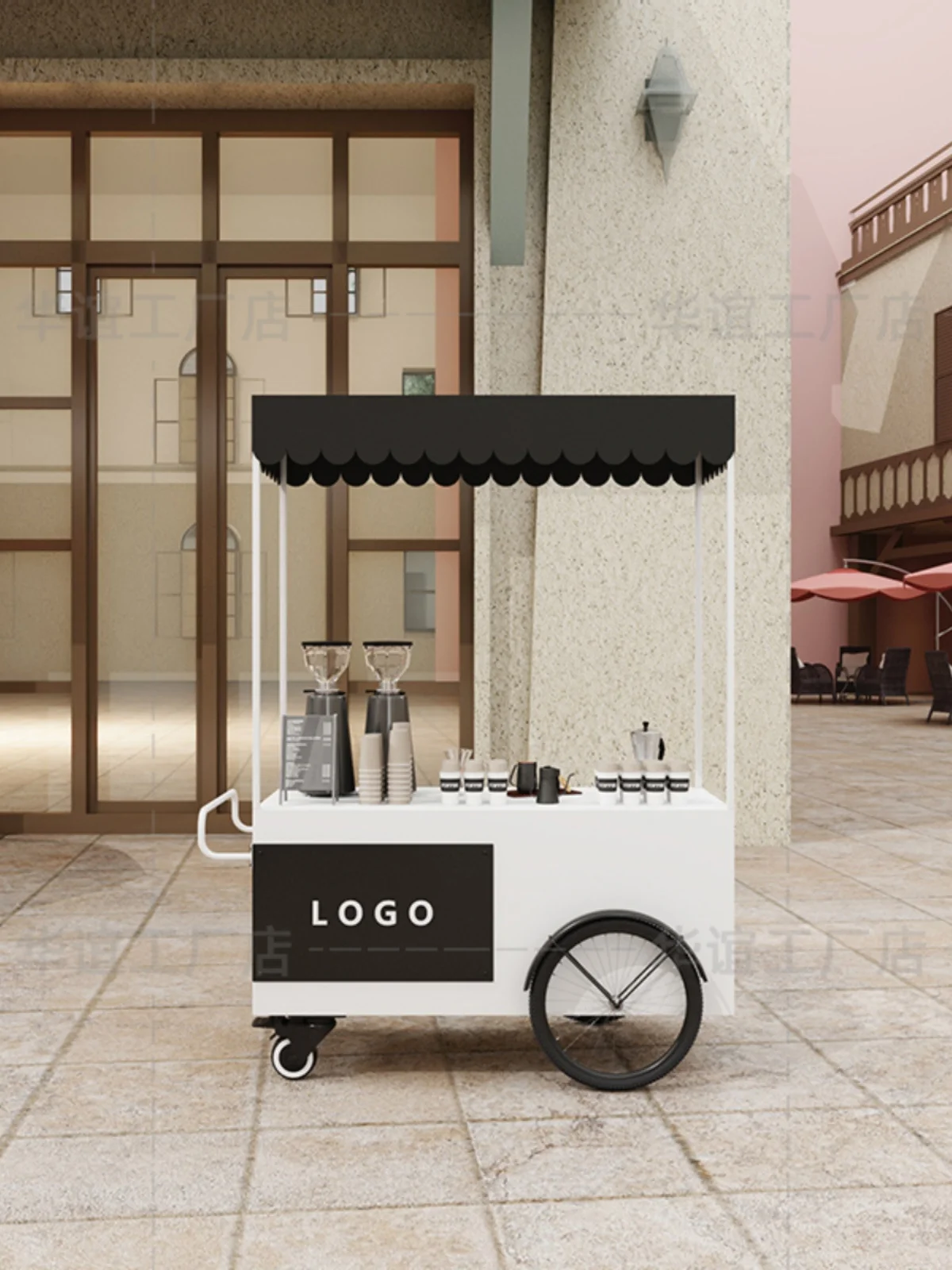 Stall trolley hand push commercial promotional cart display stand stall trolley float multi-functional mobile coffee cart