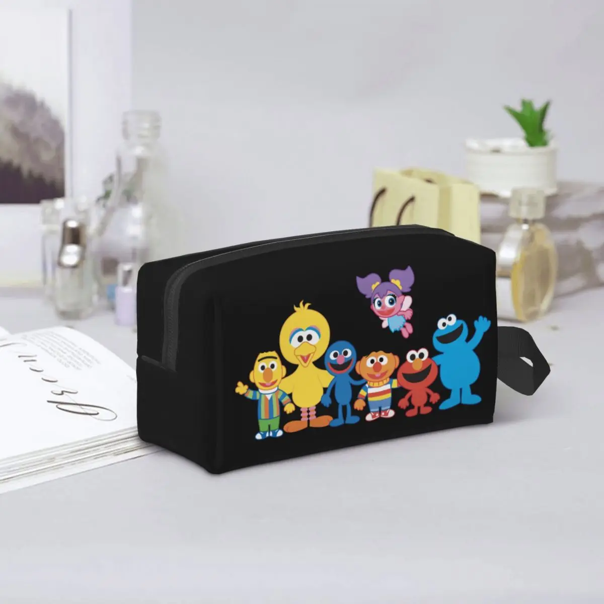 Custom Fashion Sesame Street Elmo Big Bird Travel Toiletry Bag Women Cookie Monster Makeup Cosmetic Bag Beauty Storage Dopp Kit