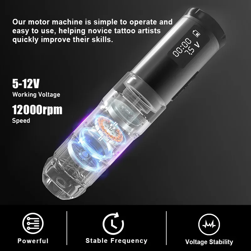 

Wireless Tattoo Battery Pen Machine Adjustable Stroke 2.7-4.5mm Power Supply 1300mAh Professional Makeup Portable Tattoo Machine