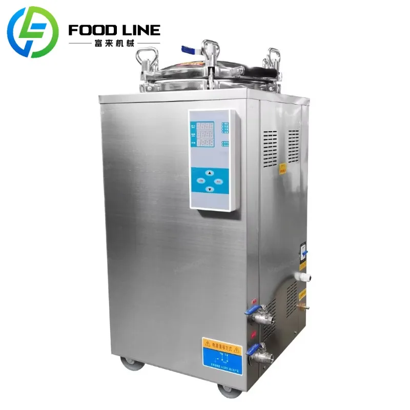 Semi Automatic Vertical Pressure Steam Sterilizer Commercial Food Grade Equipment for Processing