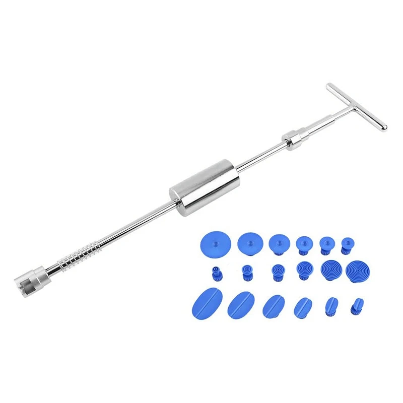 

Auto Body Dent Puller, Paintless Dent Repair T Bar Slide Hammer + 18Pcs Glue Puller Tabs
