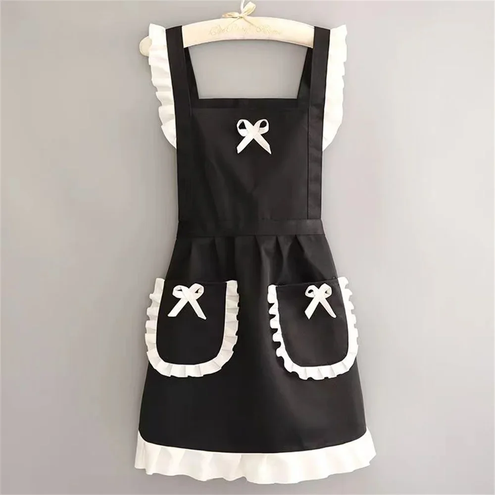 Cute Japanese Kitchen Apron Maid Outfit Suspender Dress Apron with Waistband for Restaurant Workwear DROPSHIPPING