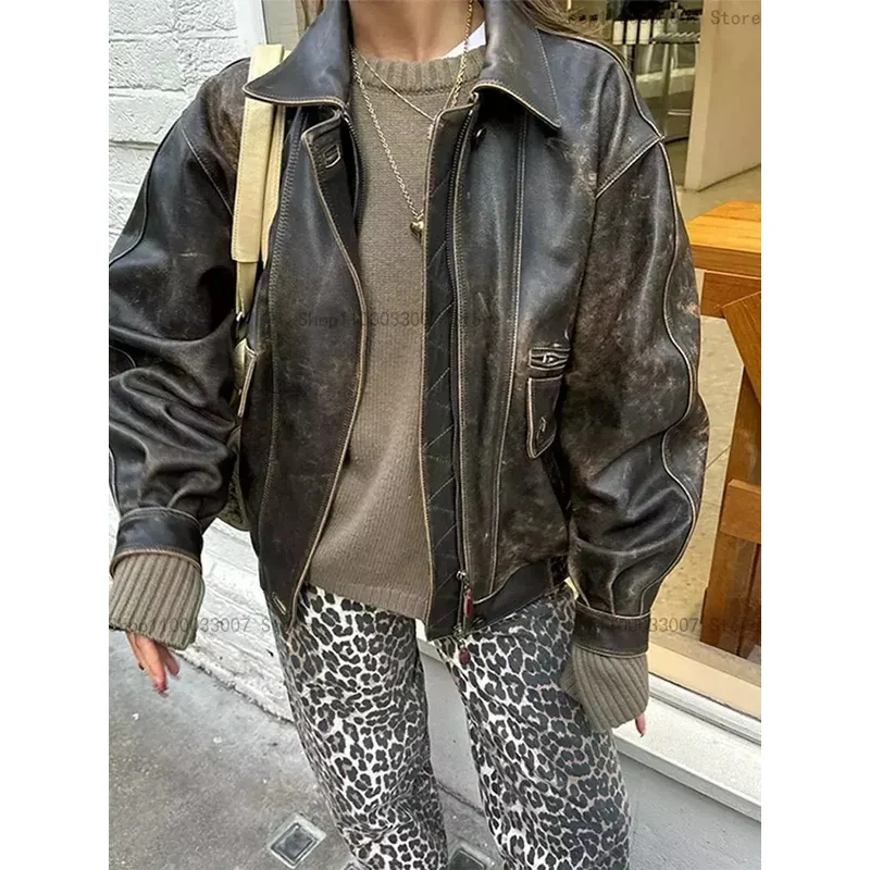 Vintage Leopard Print Pant For Women Fashion Casual Loose Zipper Wide Leg Trousers 2024 Spring New Female Commuting Streetwear